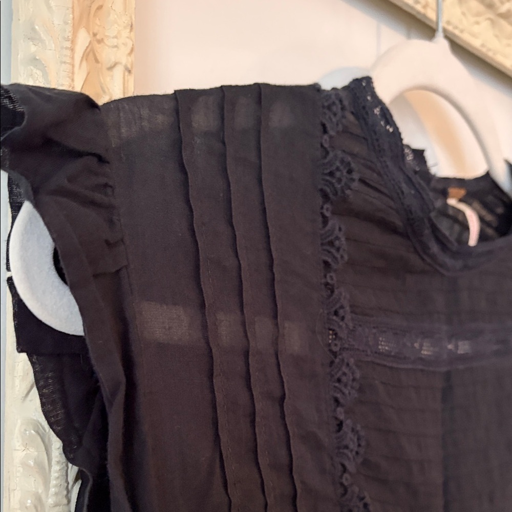 FREE PEOPLE | Cotton Black Lace Tunic Mini Dress with Pockets Coverup - Picture 9 of 16